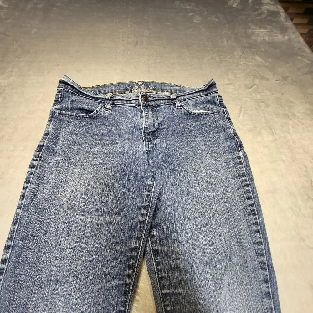 Old Navy Flirt Jeans Womens 6 Petites Blue Straight Mid-Rise Slim Stretch